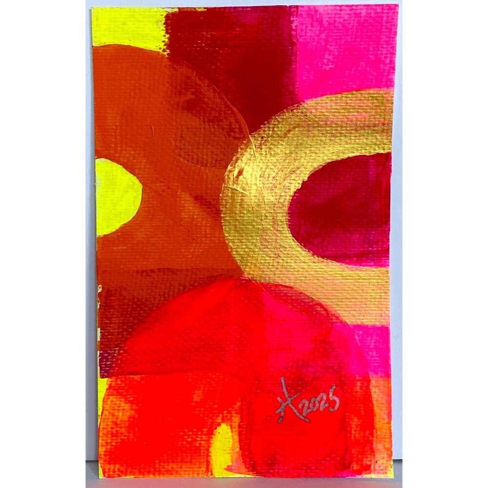 Intersectionality5 Original Acrylic Painting 8x10in Mat Frame Ready Squeegee Art